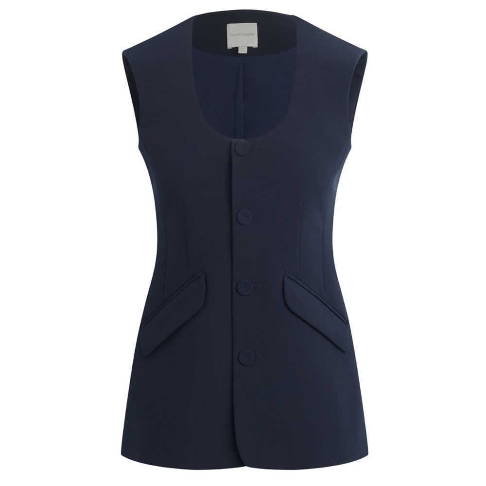 Sleeveless Navy Button Vest - Picture 3 of 3